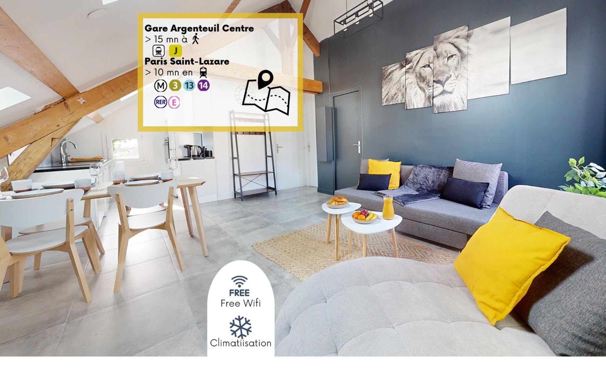 Magnifique Appartement- Proche Paris-Climatisation アルジャントゥイユ エクステリア 写真